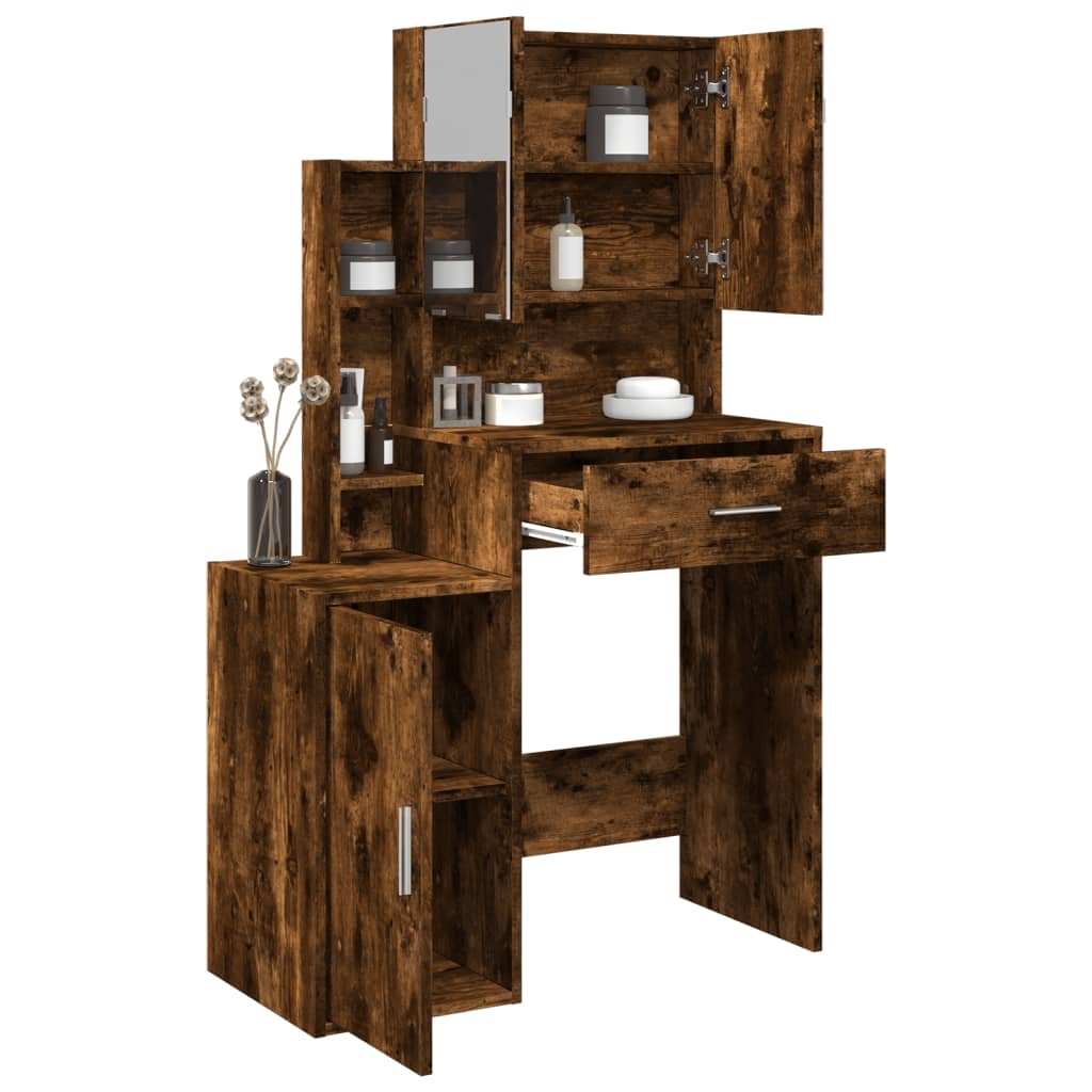 E-shop Multidom Toaletný stolík so skrinkou dymový dub 80x35x132 cm