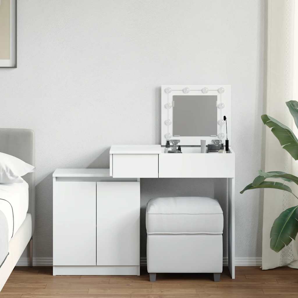 Multidom Toaletný stolík s LED biely 115x37x110,5 cm