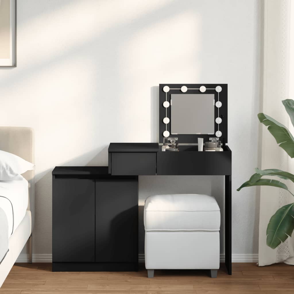Multidom Toaletný stolík s LED čierny 115x37x110,5 cm