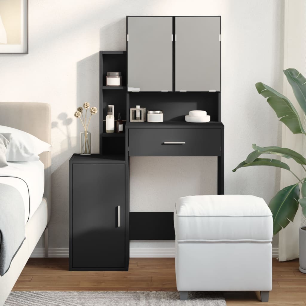 E-shop Multidom Toaletný stolík so skrinkou čierny 80x35x132 cm