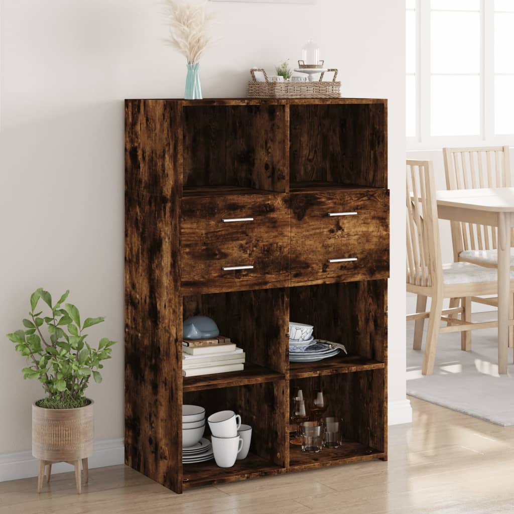 E-shop Multidom Vysoká skrinka, tmavý dub 80x42,5x124 cm, kompozitné drevo