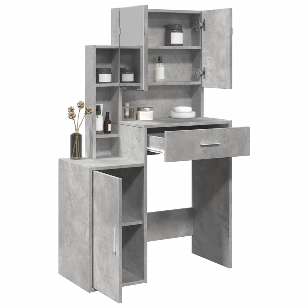 E-shop Multidom Toaletný stolík so skrinkou betónový sivý 80x35x132 cm