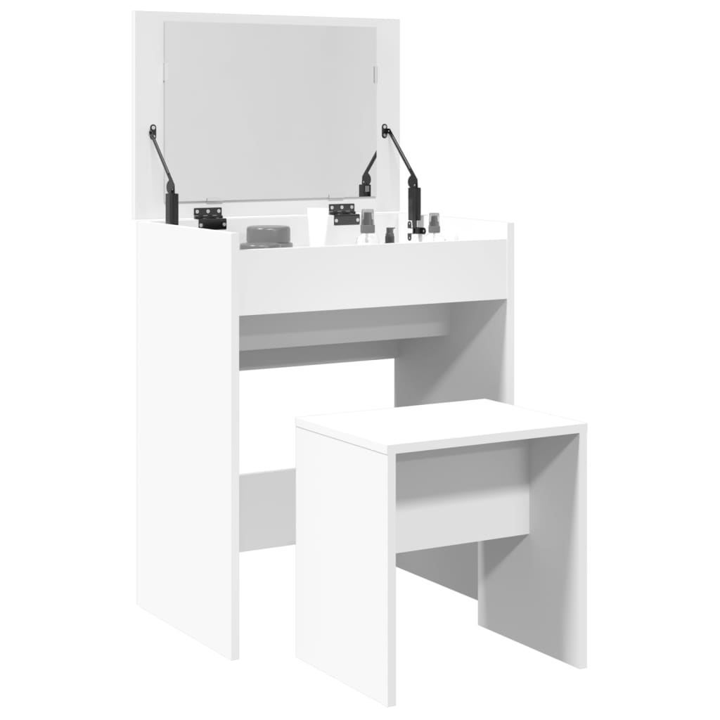 Multidom Toaletný stolík a stolička biela 60x40x113,5 cm
