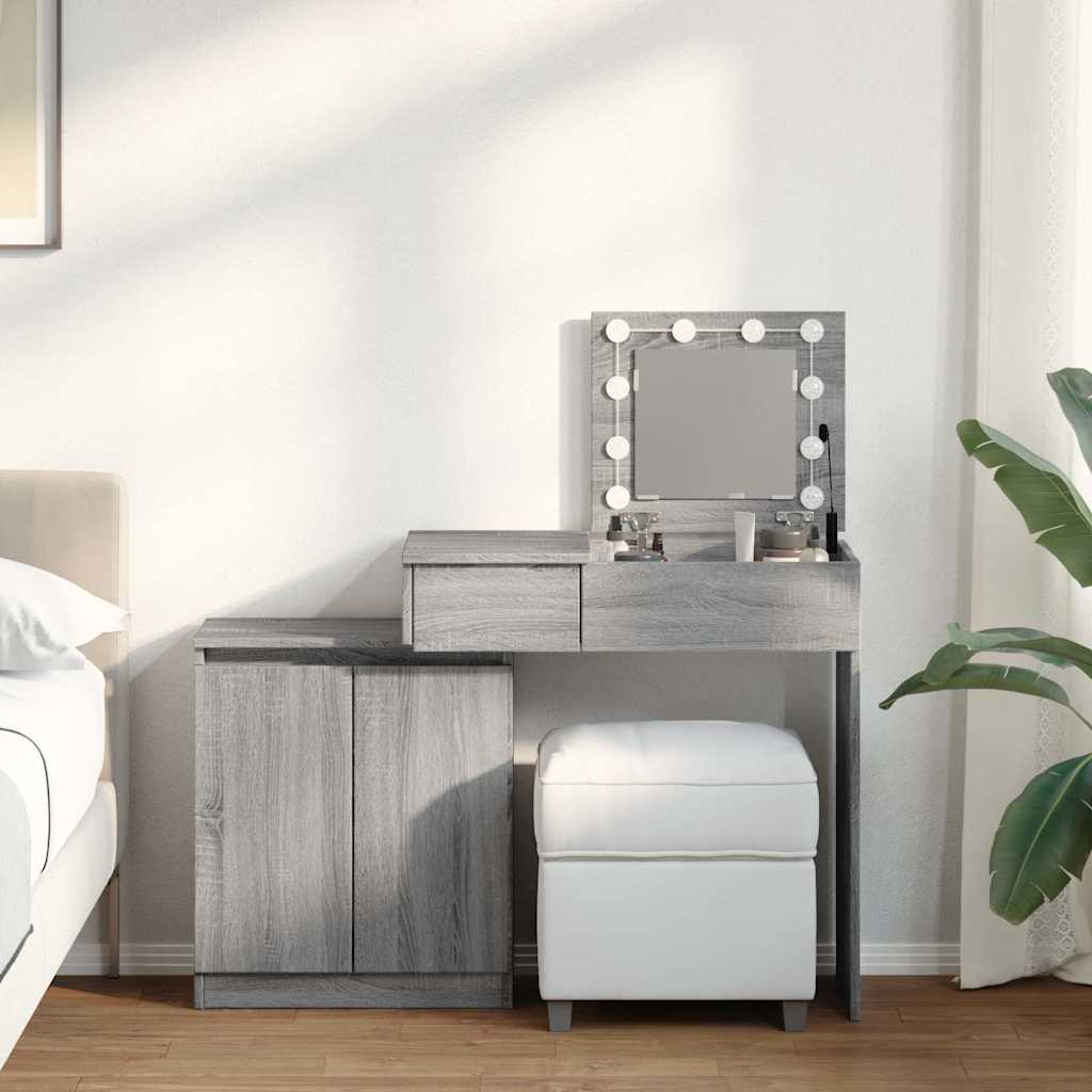 Multidom Toaletný stolík s LED sivý sonoma 115x37x110,5 cm