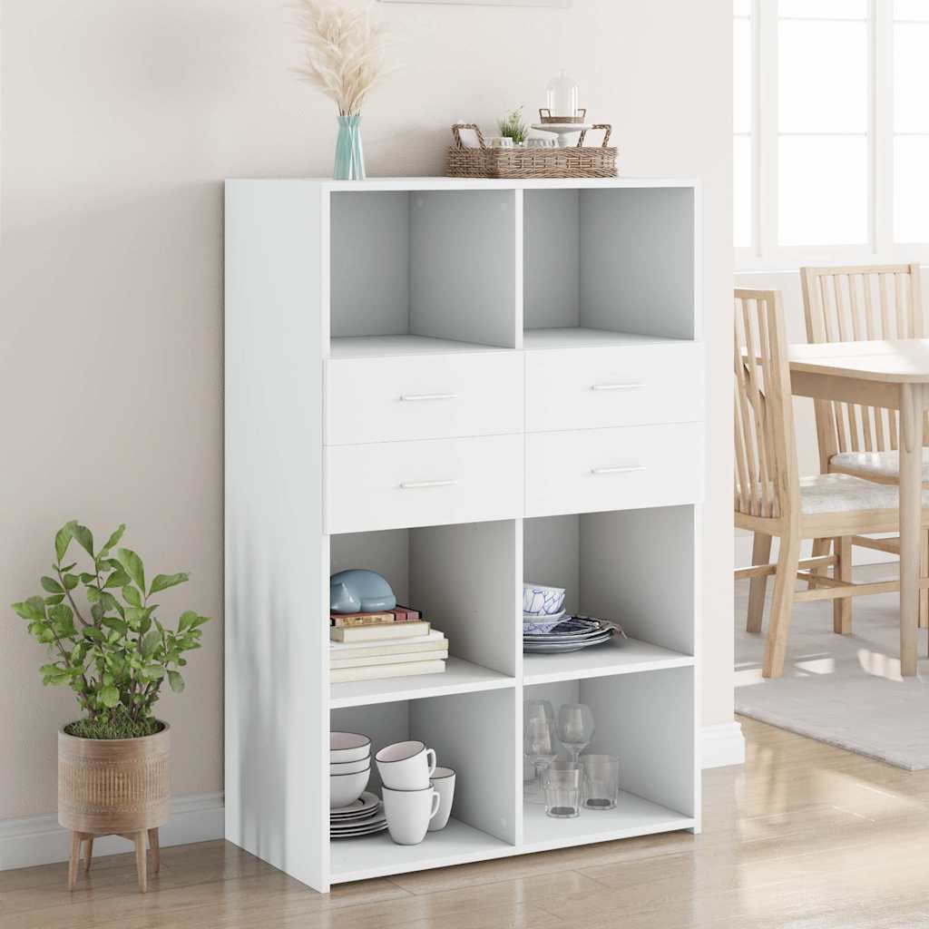 E-shop Multidom Vysoká skrinka, biela 80x42,5x124 cm, kompozitné drevo