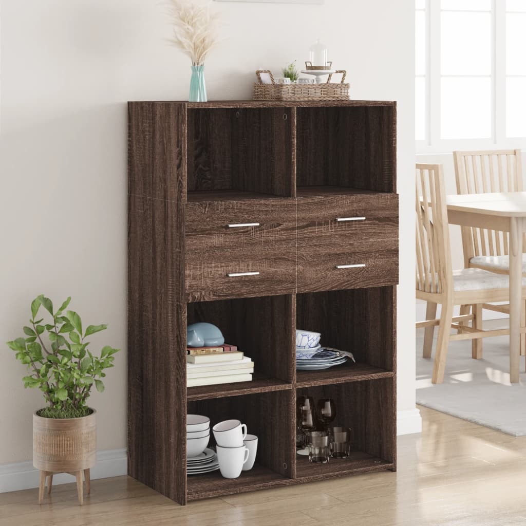 E-shop Multidom Vysoká skrinka, hnedý dub 80x42,5x124 cm, kompozitné drevo