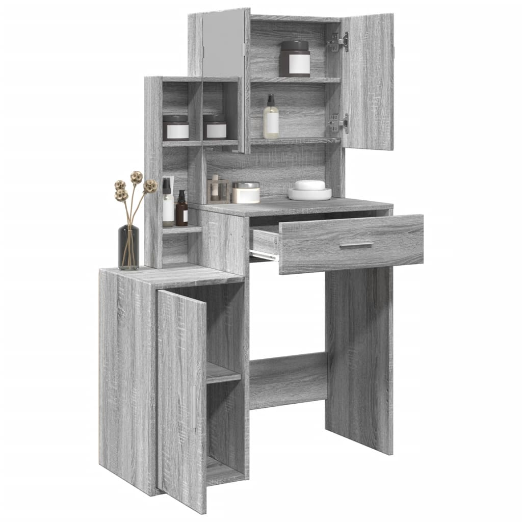 E-shop Multidom Toaletný stolík so skrinkou sivá sonoma 80x35x132 cm