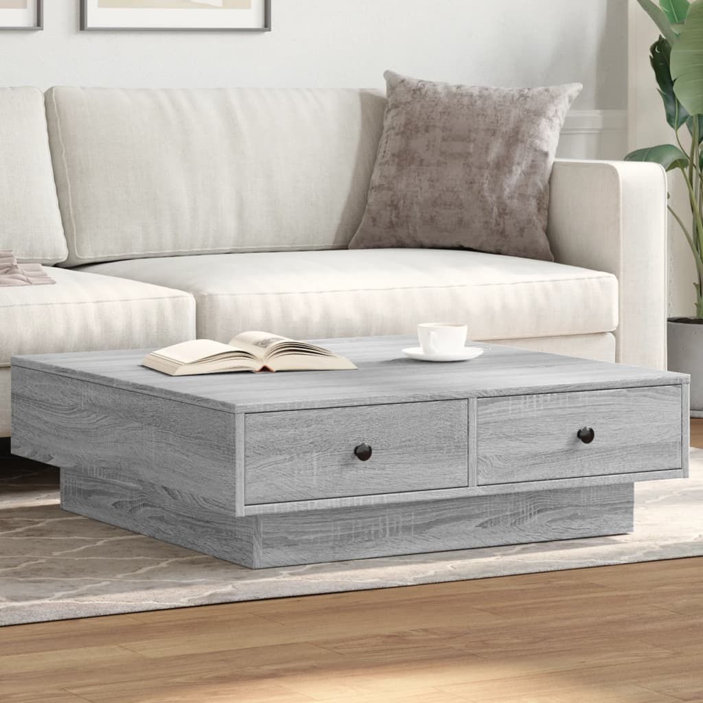 E-shop Multidom Konferenčný stolík sivý sonoma 90x90x28 cm spracované drevo
