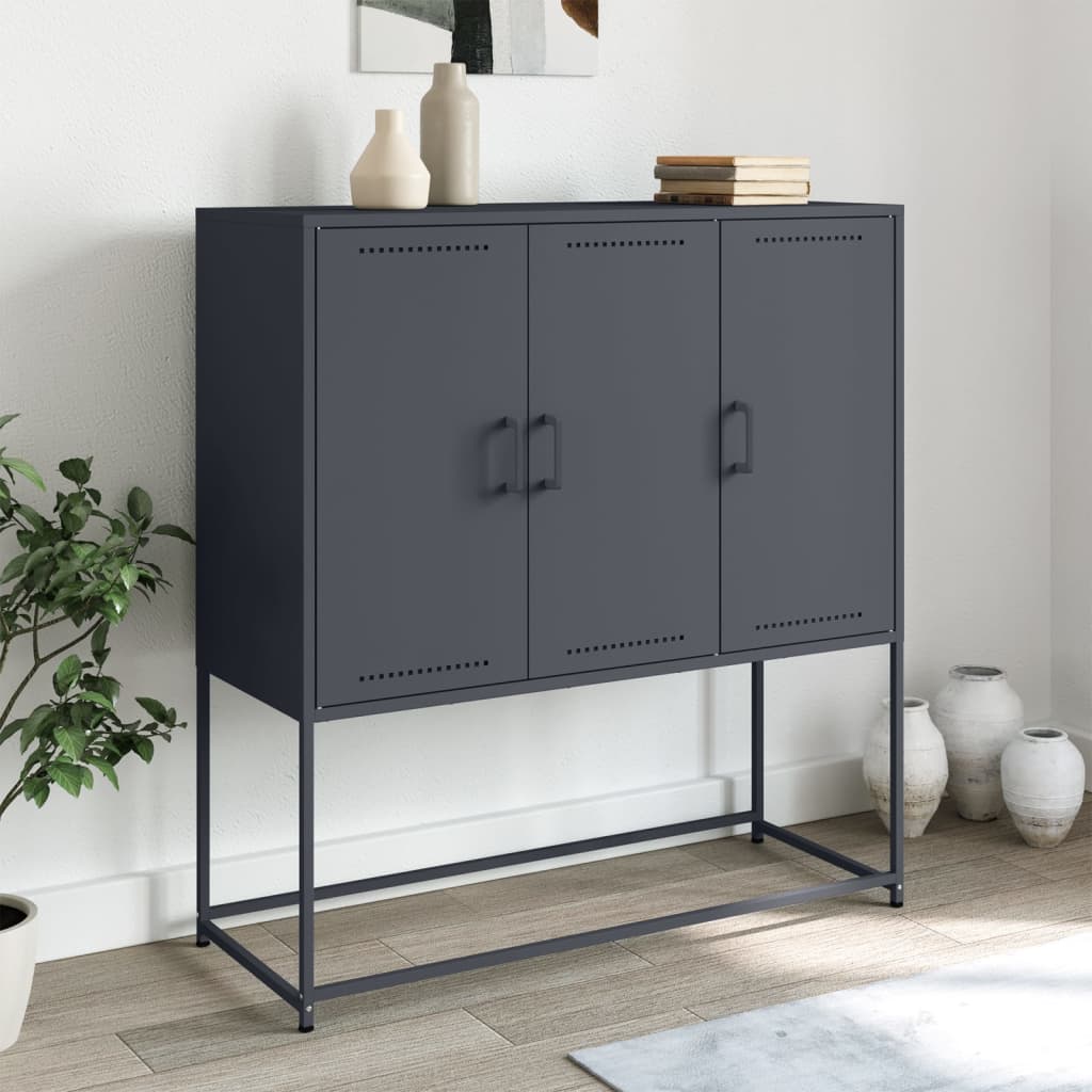 E-shop Multidom Vysoká skrinka antracitová 100,5x39x107 cm oceľ