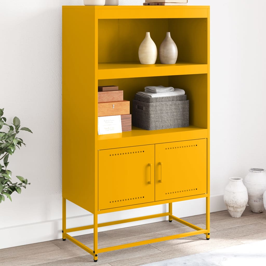 E-shop Multidom Vysoká skrinka horčicovožltá 68,5x38,5x123,5 cm oceľ