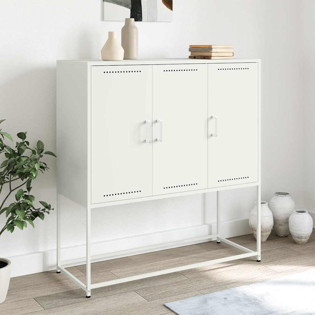 E-shop Multidom Vysoká skrinka biela 100,5x39x107 cm oceľ