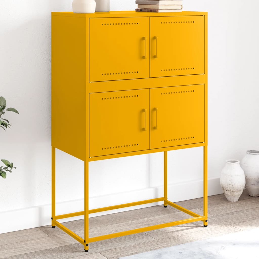 E-shop Multidom Komoda horčicovožltá 68,5x38,5x107 cm oceľ