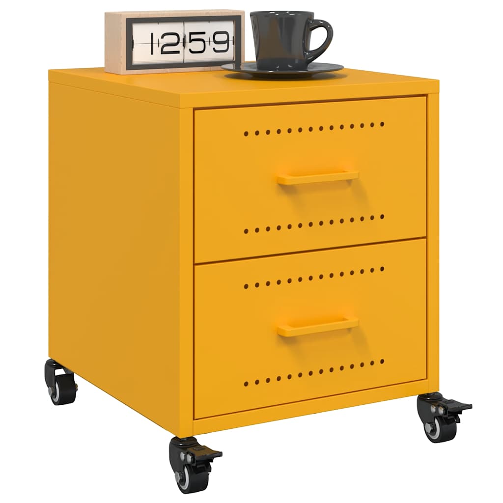 E-shop Multidom Nočné stolíky 2 ks horčicovožlté 36x39x43,5 cm oceľ