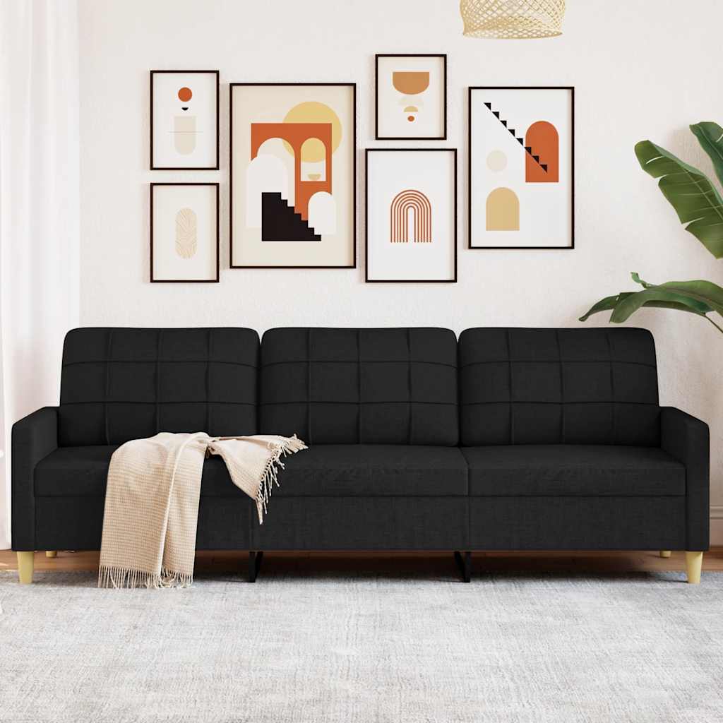 E-shop Multidom 3-miestna pohovka čierna 210 cm látka