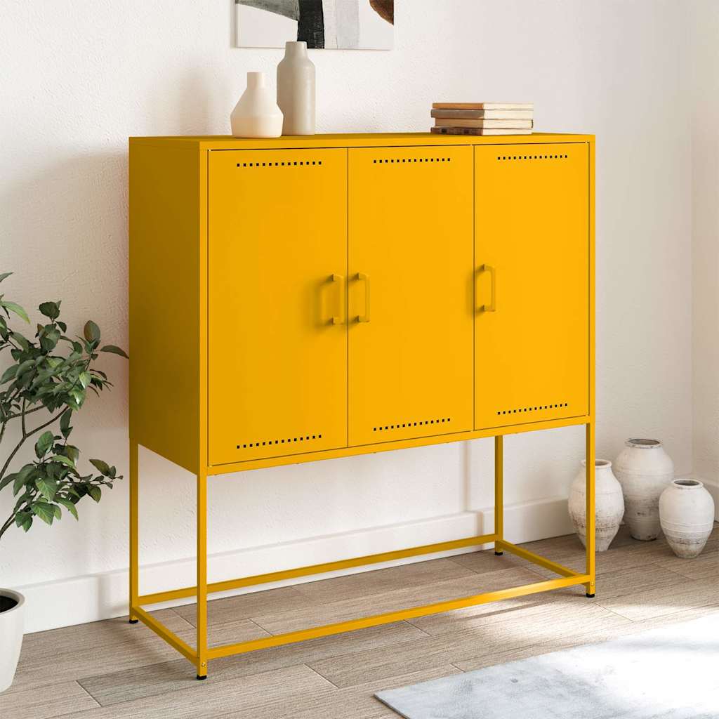 E-shop Multidom Vysoká skrinka horčicovožltá 100,5x39x107 cm oceľ