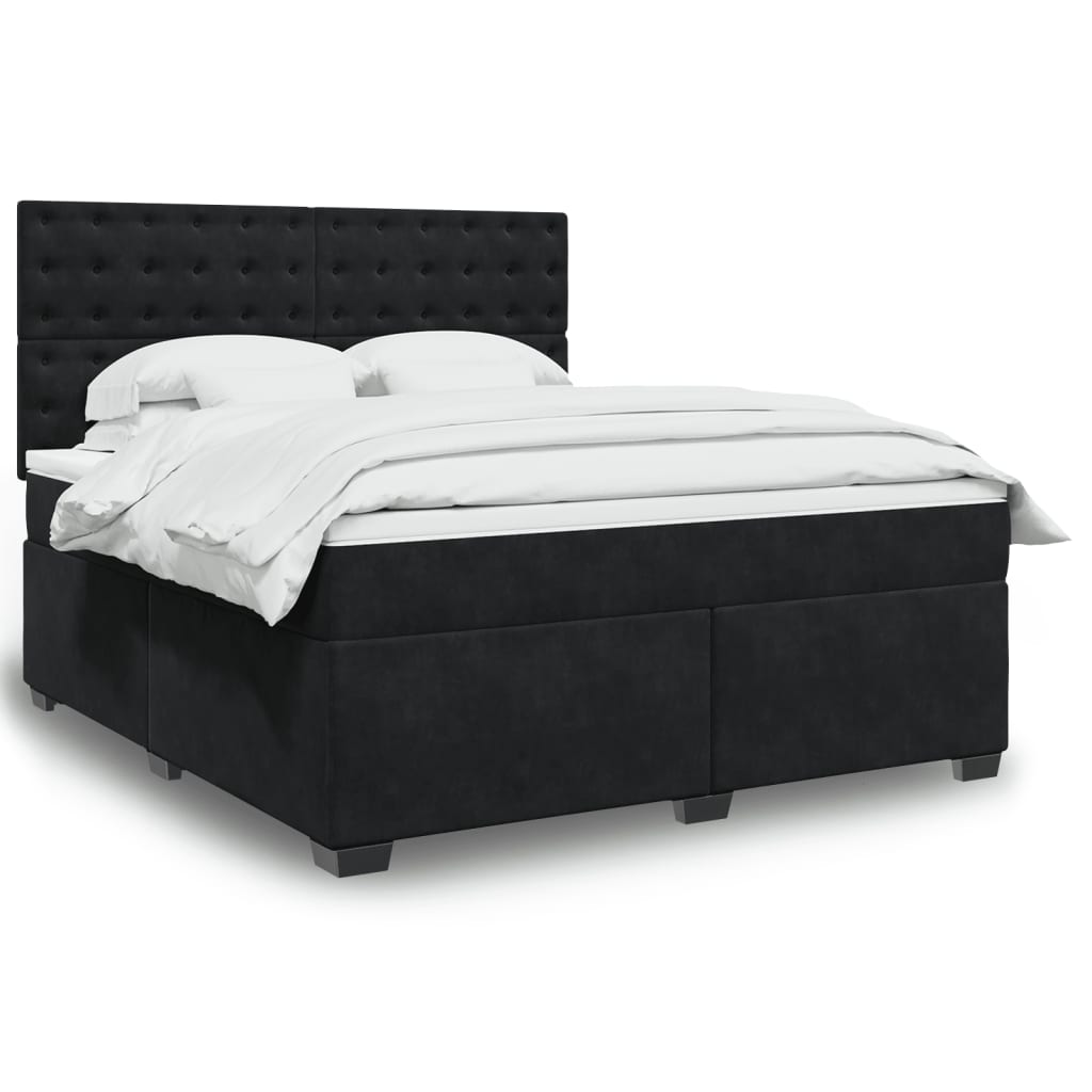 E-shop Multidom Posteľný rám boxspring s matracom čierny 180x200 cm zamat