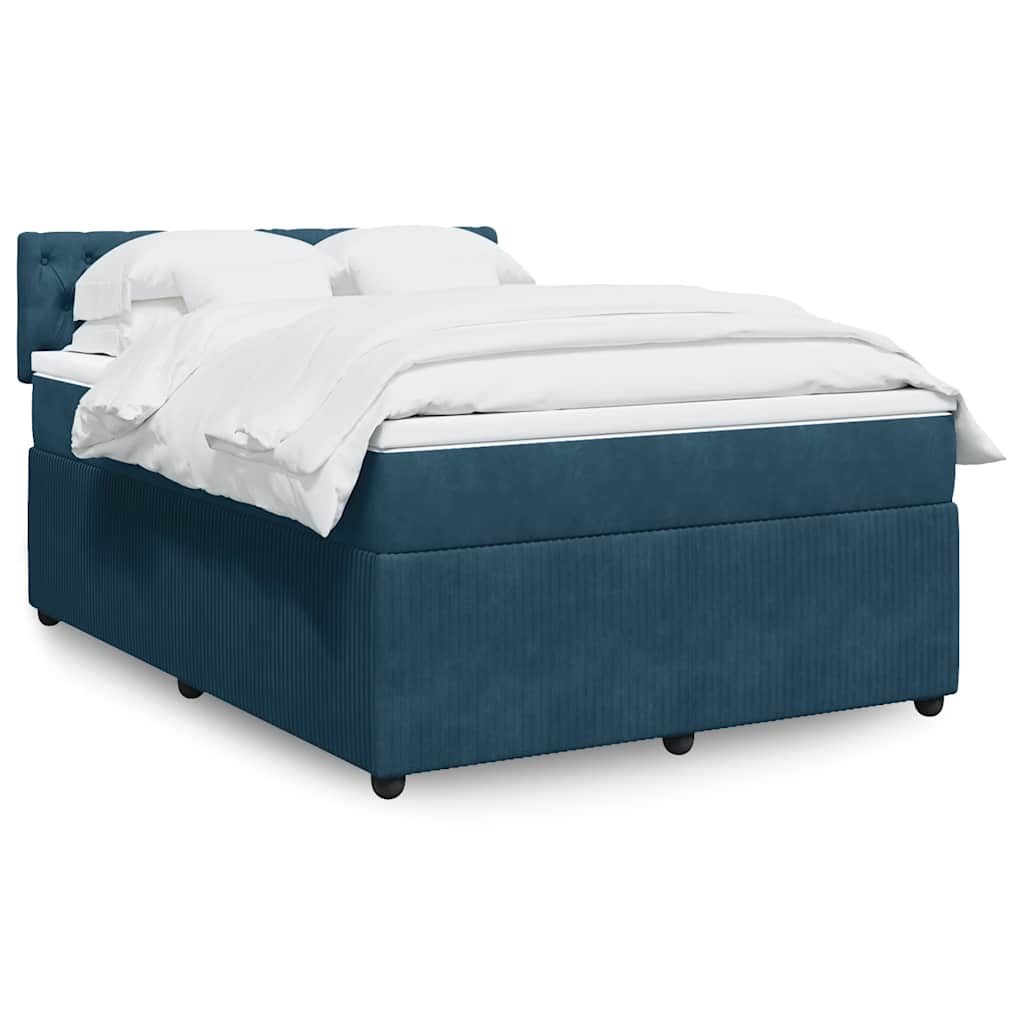 E-shop Multidom Posteľný rám boxsping s matracom modrá 140x190 cm zamat