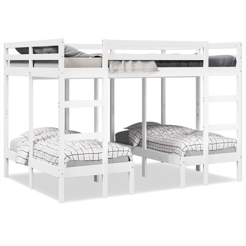 E-shop Multidom Trojitá poschodová posteľ biela 140x200/70x140 cm borovica