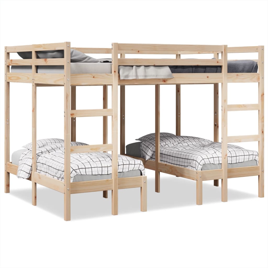 E-shop Multidom Trojitá poschodová posteľ 140x200/70x140 cm borovicový masív