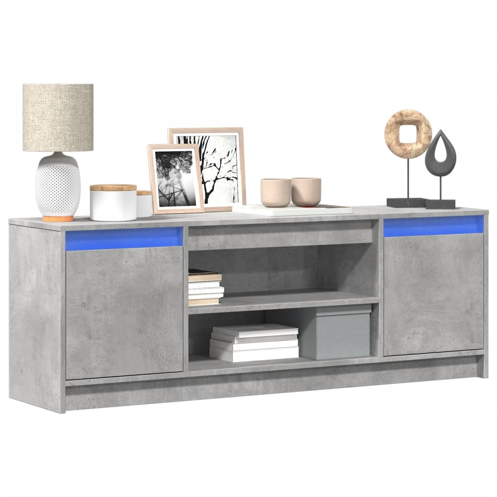 E-shop Multidom TV stolík s LED betónovosivý 139,5x34x50 cm kompozitné drevo