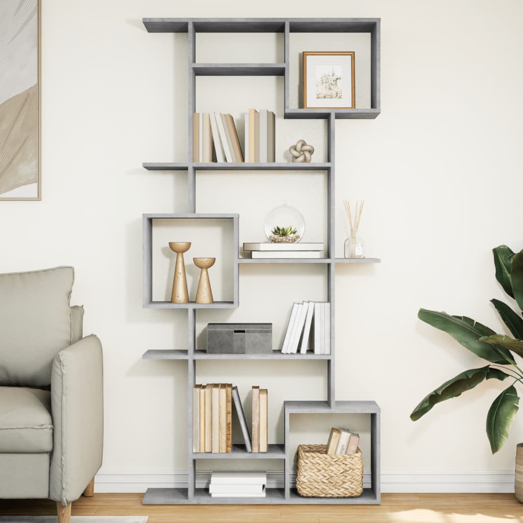 E-shop Multidom Knižnica betónová sivá 92x29x188 cm kompozitné drevo