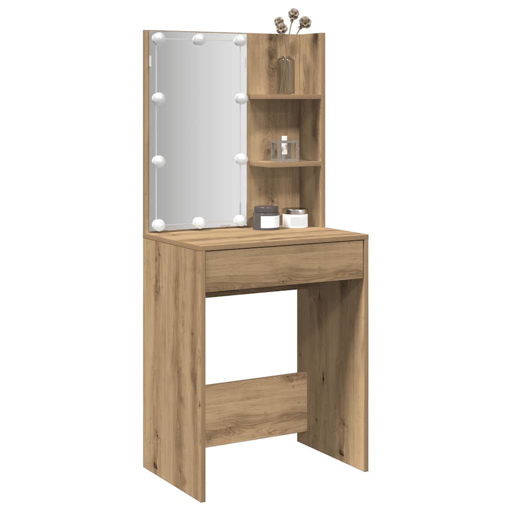 Multidom Toaletný stolík s LED dub artisan 60x40x140 cm