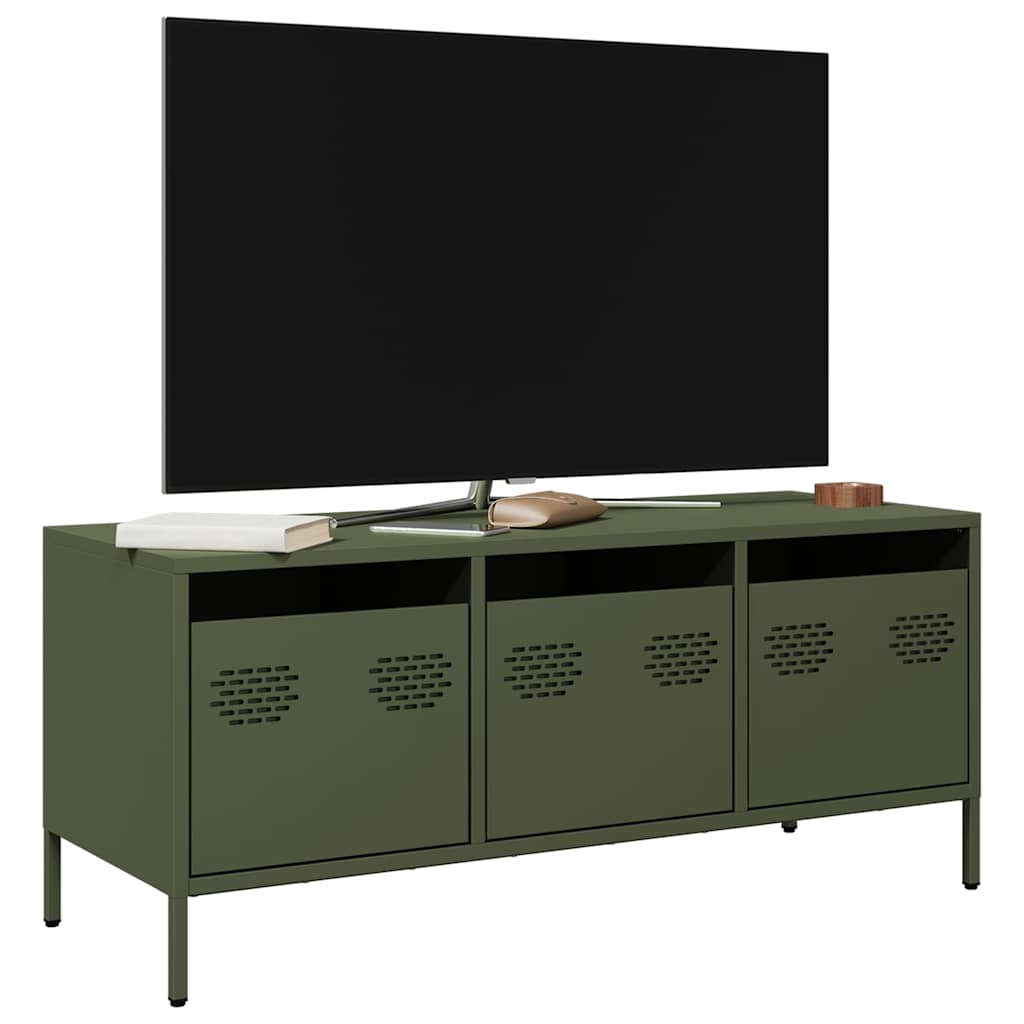 E-shop Multidom TV skrinka olivovozelená 101,5x39x43,5 cm oceľ