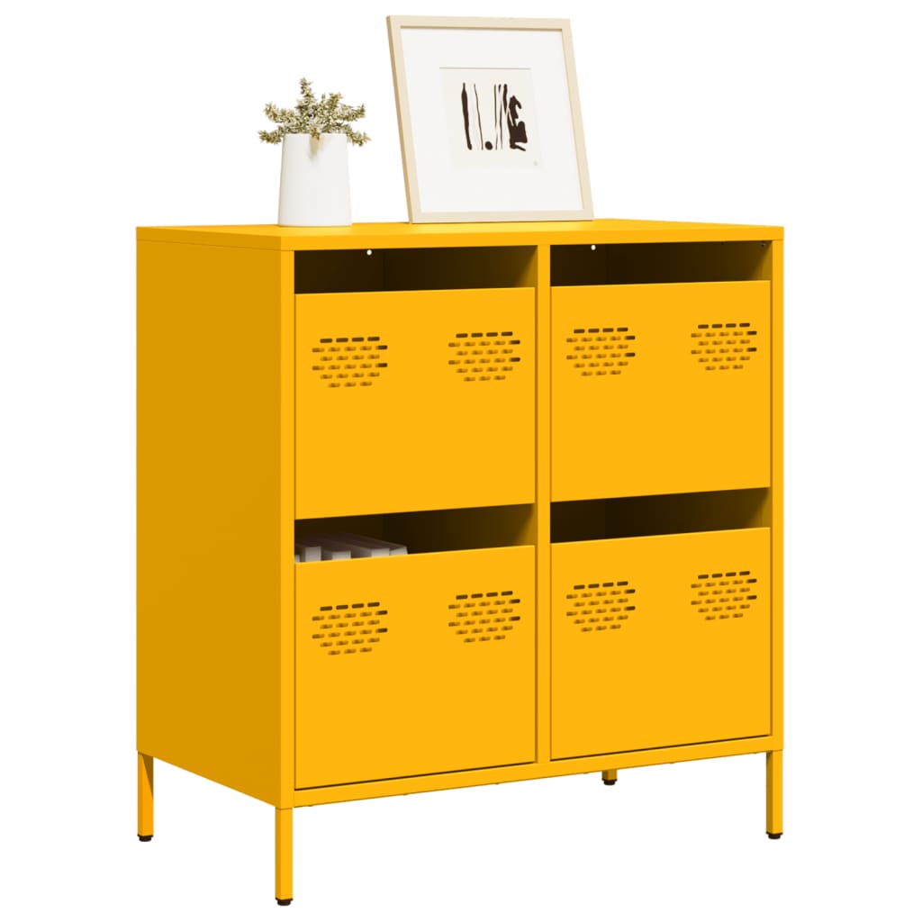 E-shop Multidom Komoda horčicovožltá 68x39x73,5 cm oceľ valcovaná za studena