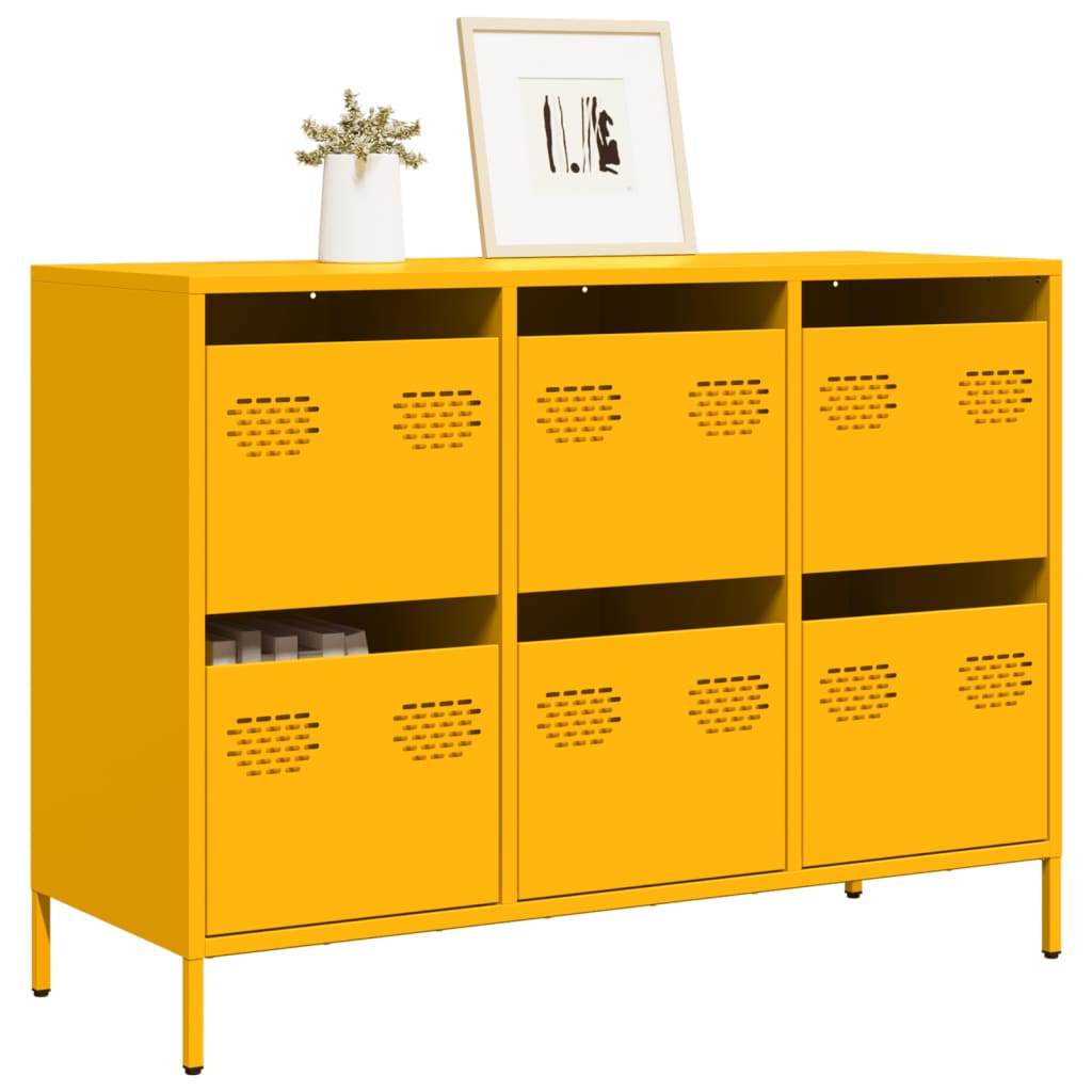 E-shop Multidom Komoda horčicovožltá 101,5x39x73,5 cm oceľ valcovaná za studena
