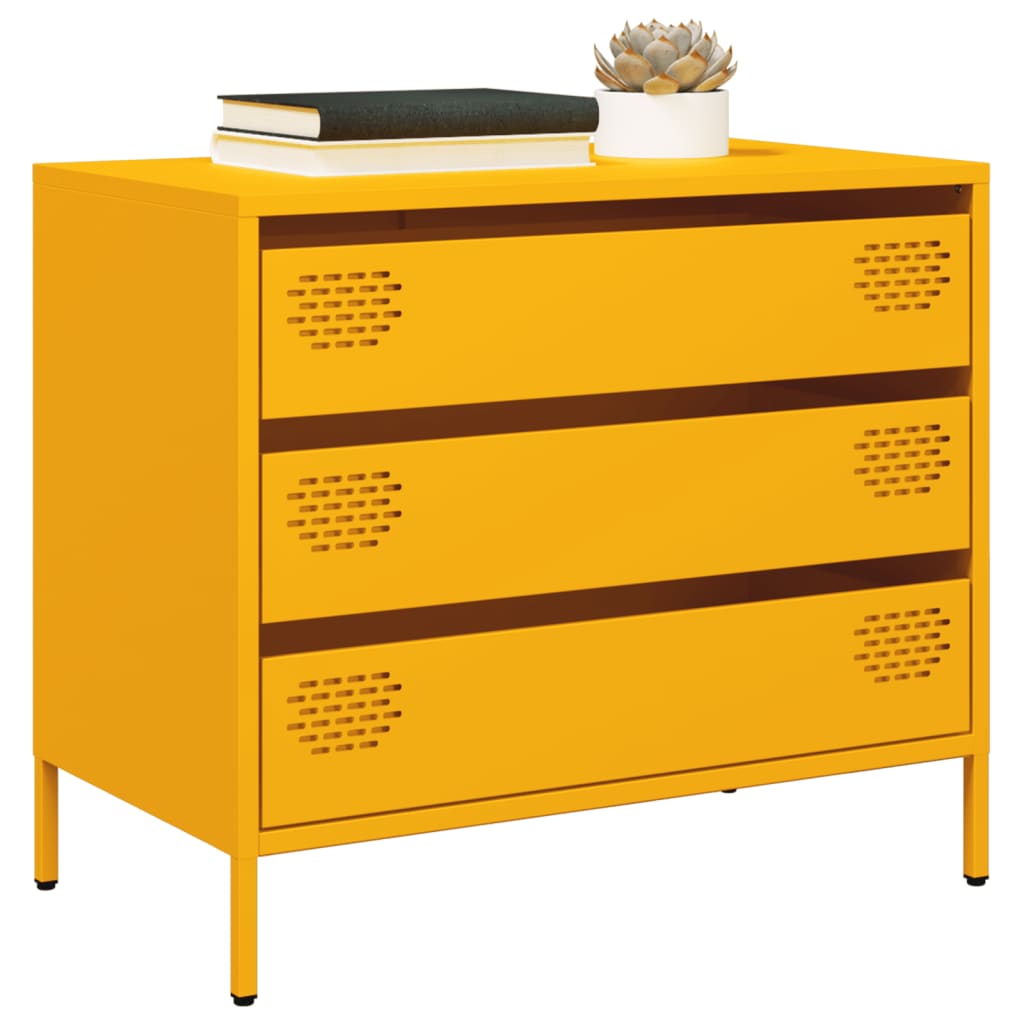 E-shop Multidom Komoda horčicovožltá 68x39x58,5 cm oceľ valcovaná za studena