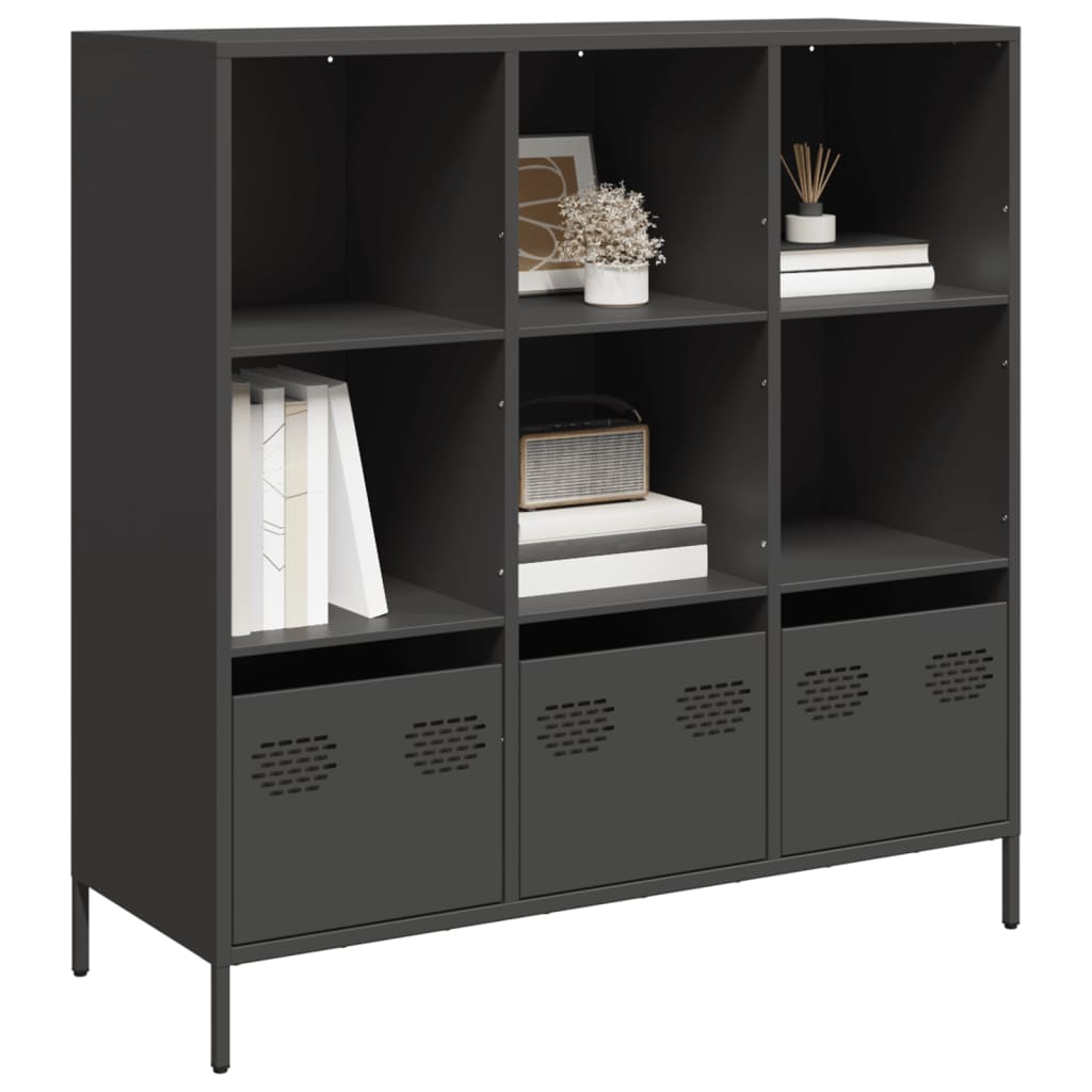 E-shop Multidom Vysoká skrinka čierna 101,5x39x103,5 cm oceľ
