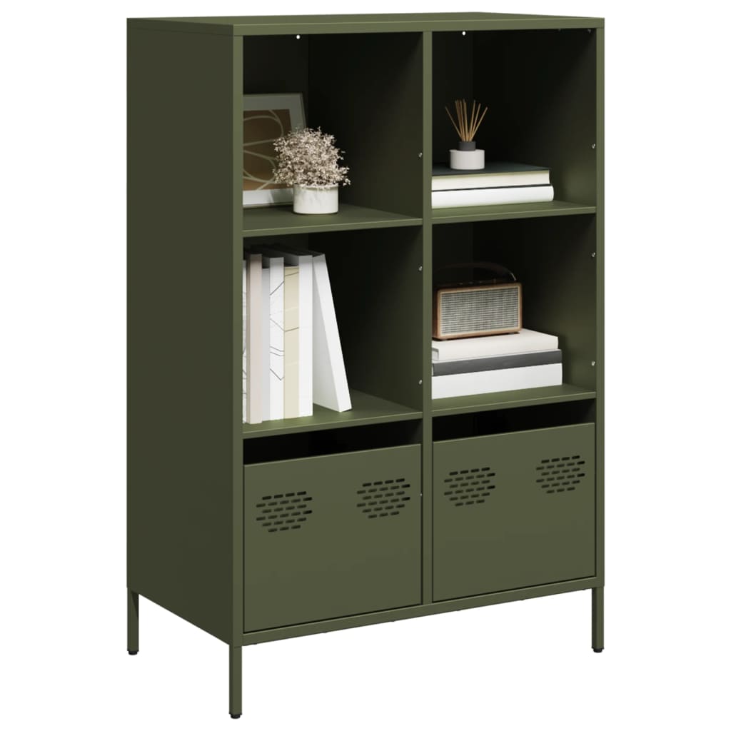 E-shop Multidom Vysoká skrinka olivovozelená 68x39x103,5 cm oceľ