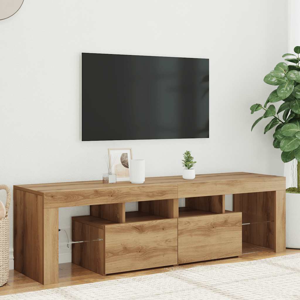 E-shop Multidom TV skrinka s LED dub artisan 140x36,5x40 cm kompozitné drevo