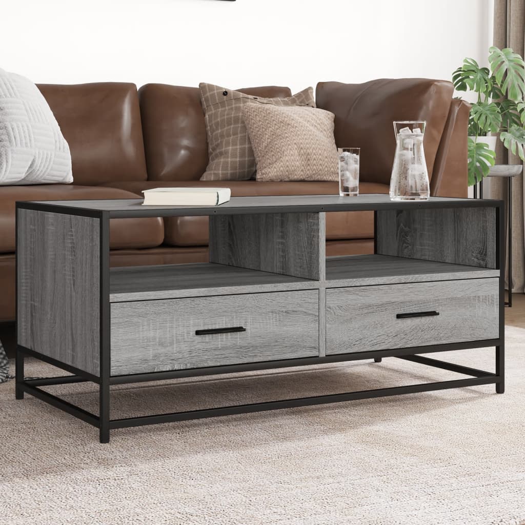 E-shop Multidom Konferenčný stolík sivá sonoma 100x50x45cm kompozitné drevo+kov