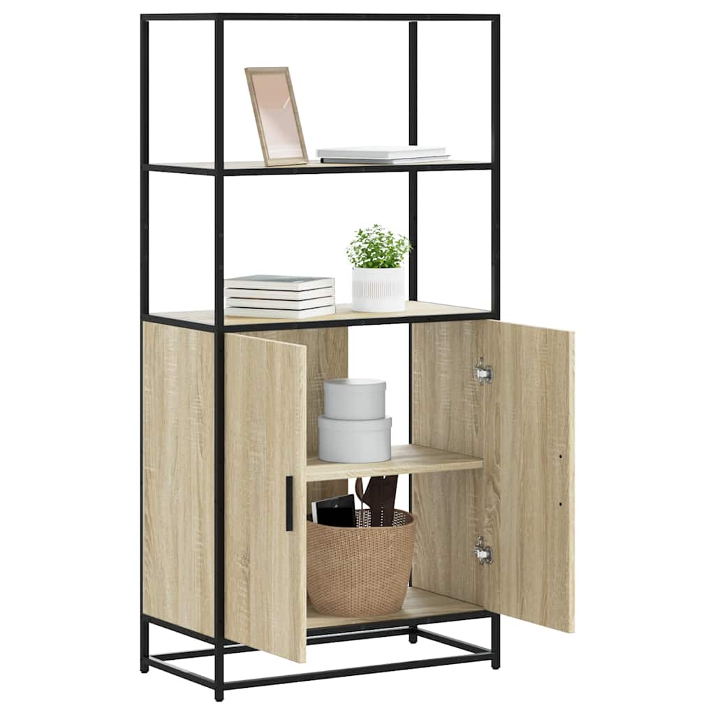 E-shop Multidom Vysoká skrinka dub sonoma 68x35x139 cm kompozitné drevo+kov