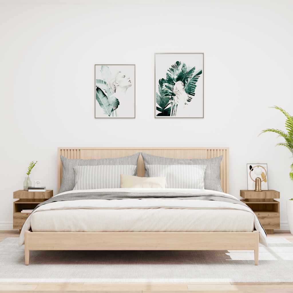 Multidom Nočné stolíky s LED svetlami 2 ks dub artisan 40x39x48,5 cm