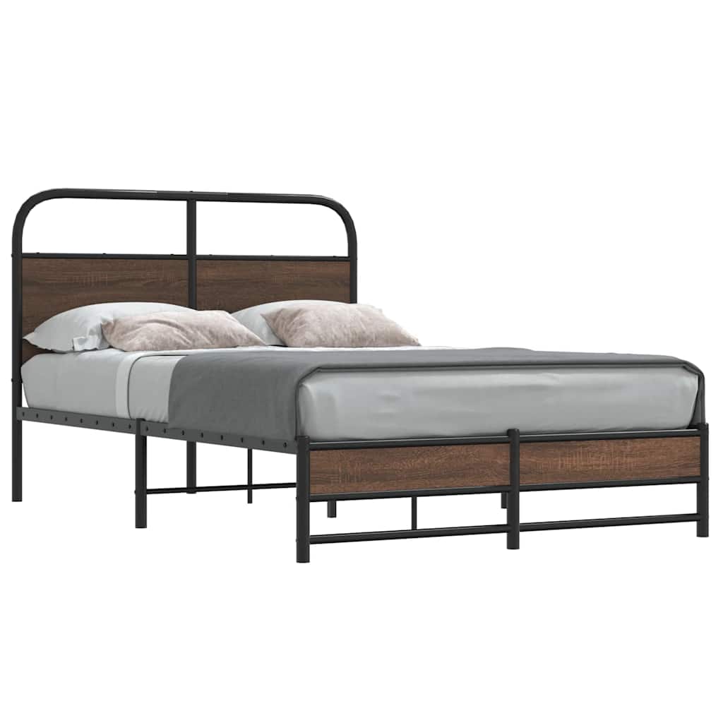 E-shop Multidom Posteľný rám bez matraca 135x190 cm hnedý dub kompozitné drevo