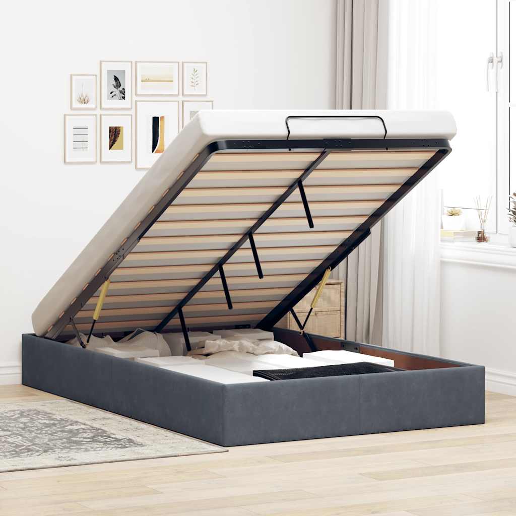 E-shop Multidom Osmanský rám postele bez matraca tmavosivá 120x190 cm zamat