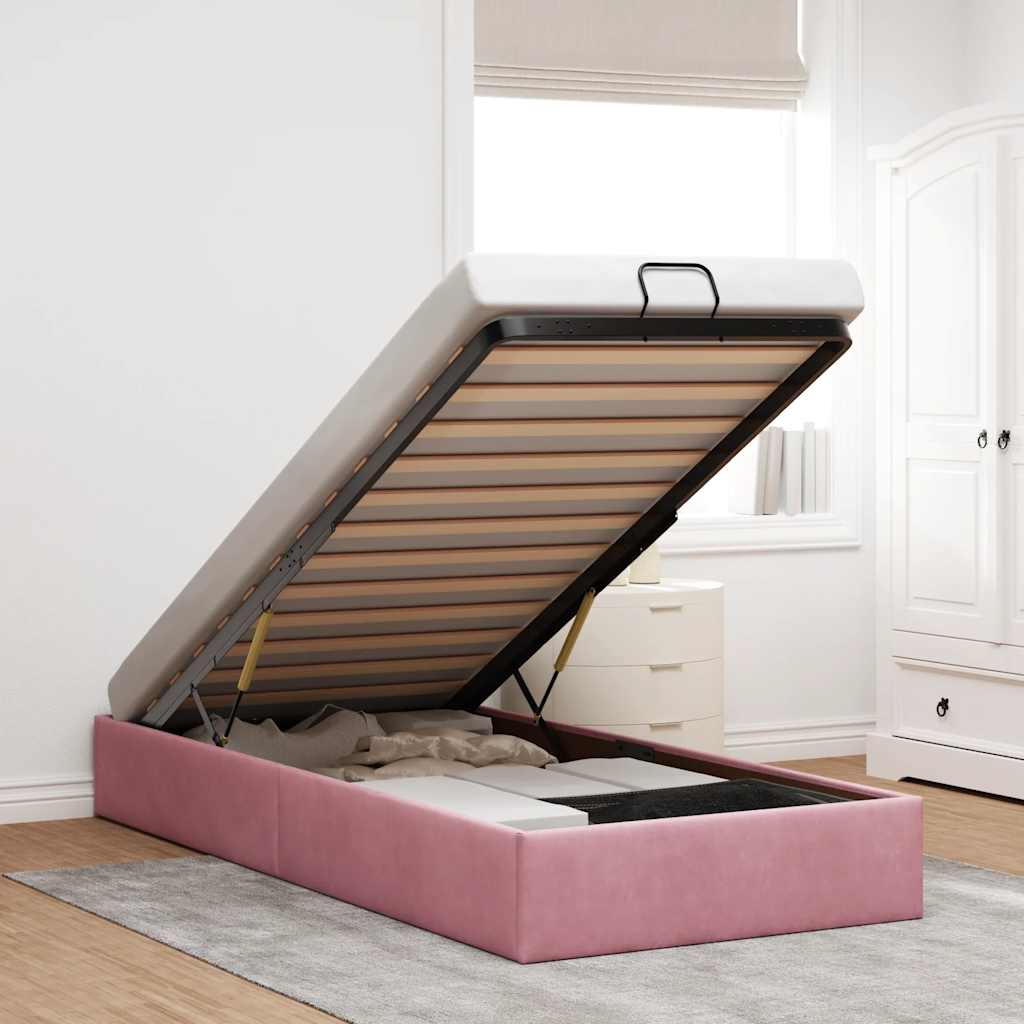 E-shop Multidom Osmanský rám postele bez matraca ružová 90x200 cm zamat