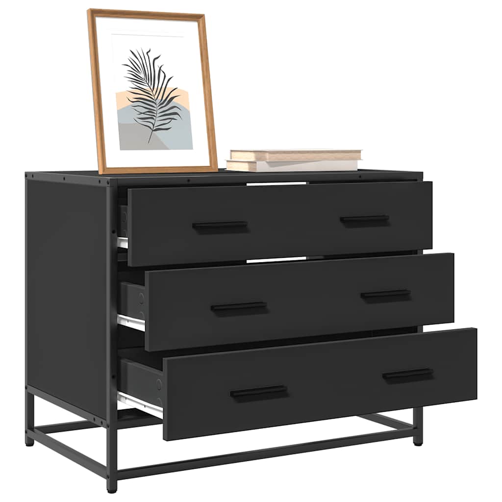 E-shop Multidom Skrinka so zásuvkami, čierna 70x41x56 cm, kompozitné drevo