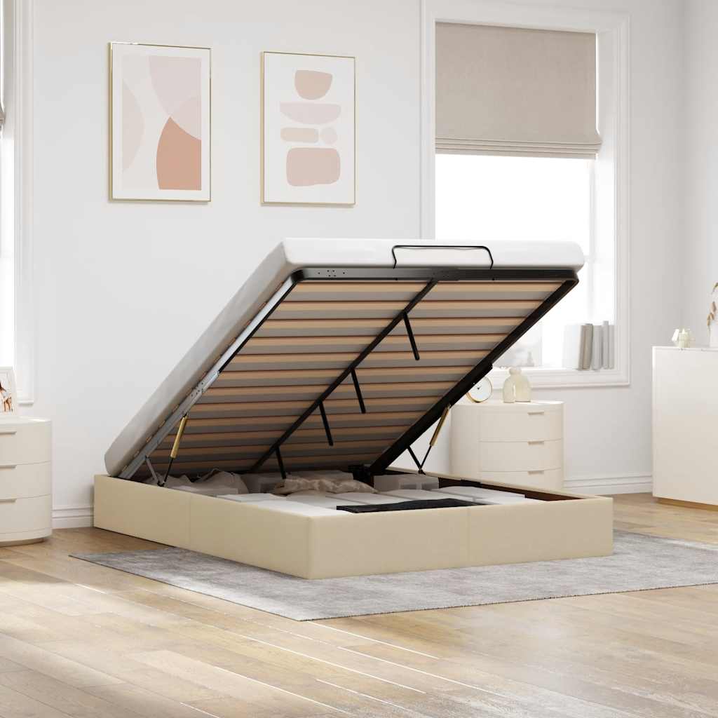 E-shop Multidom Osmanský rám postele bez matraca krémová 140x200 cm látka