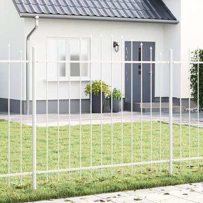E-shop vidaXL Biela záhradná ohrada s oblúkovým vrchom, 1,7x1,25 m, z ocele