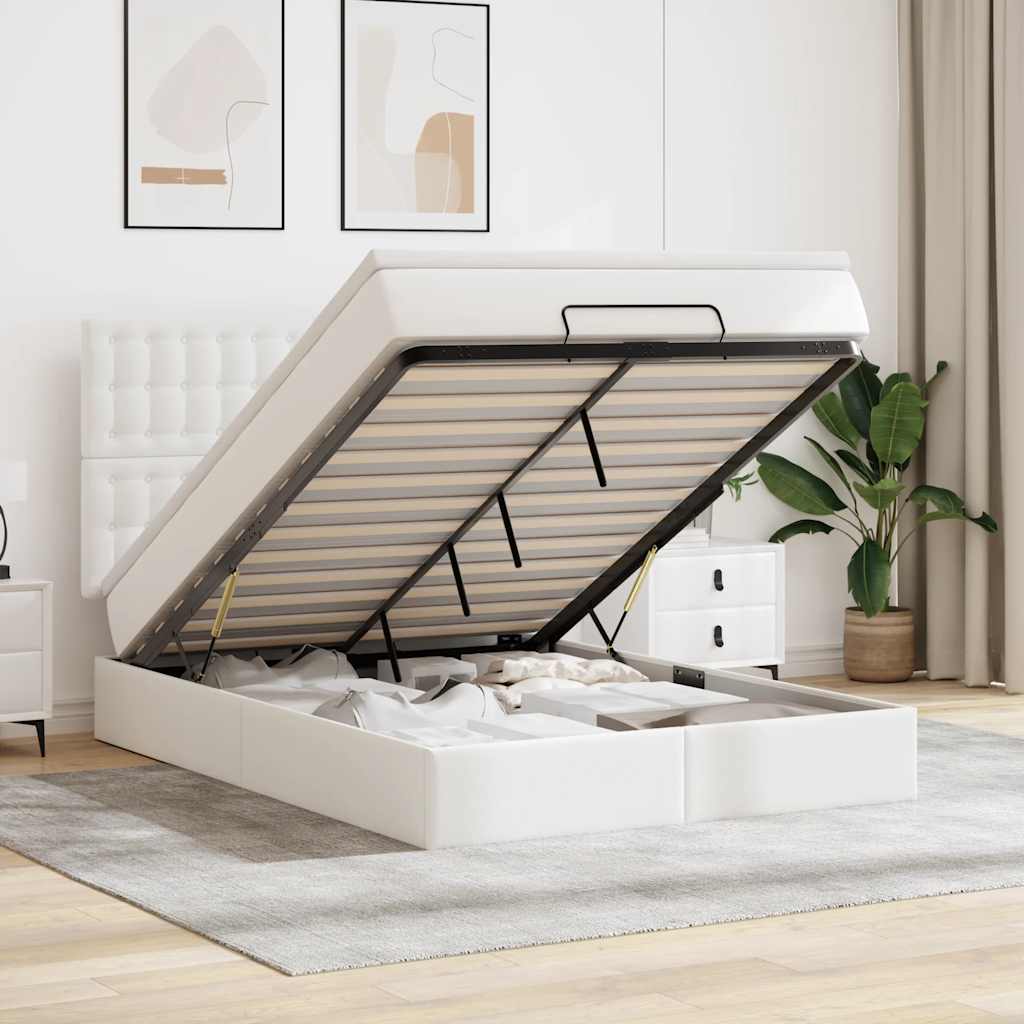 E-shop Multidom Osmanský rám postele s matracom biela 140x200 cm umelá koža