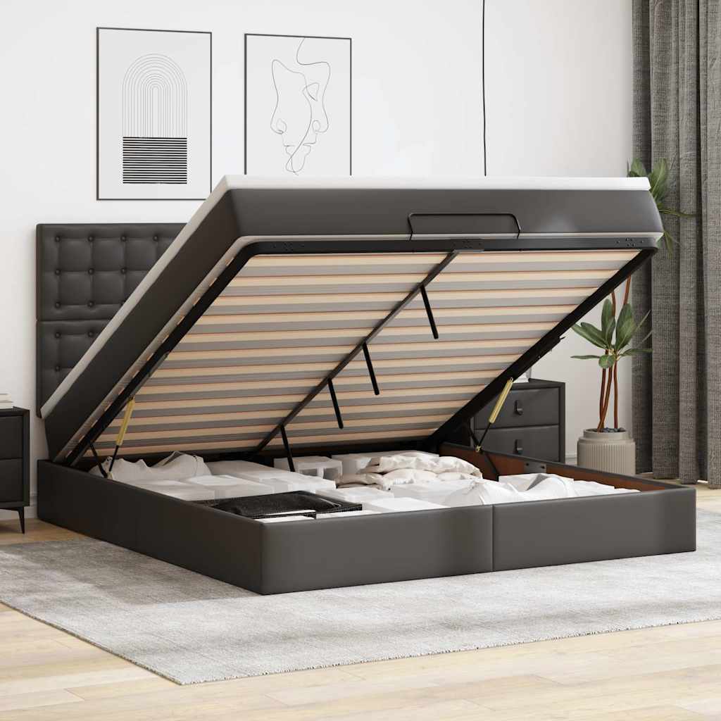 E-shop Multidom Osmanský rám postele s matracom čierna 160x200 cm umelá koža