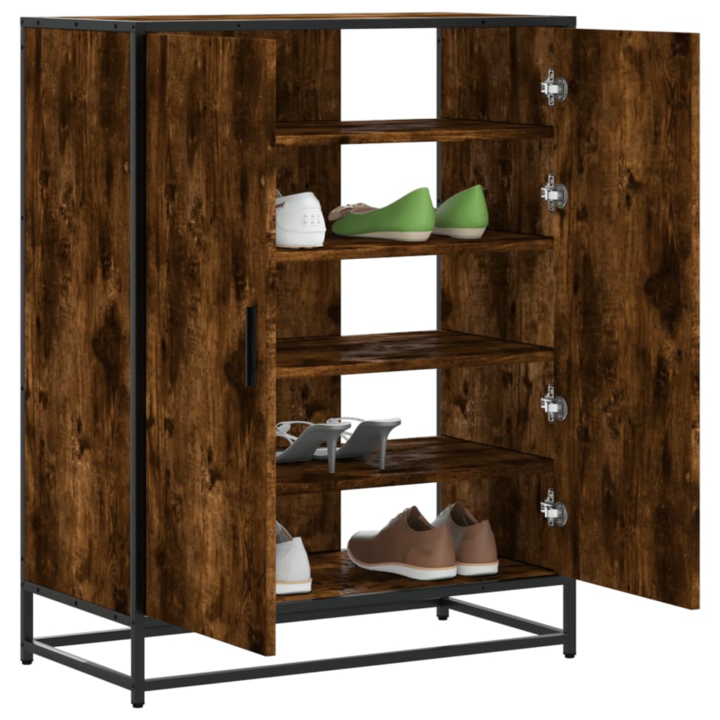 E-shop Multidom Skrinka na topánky, tmavý dub 75x38x97,5cm kompozitné drevo+kov