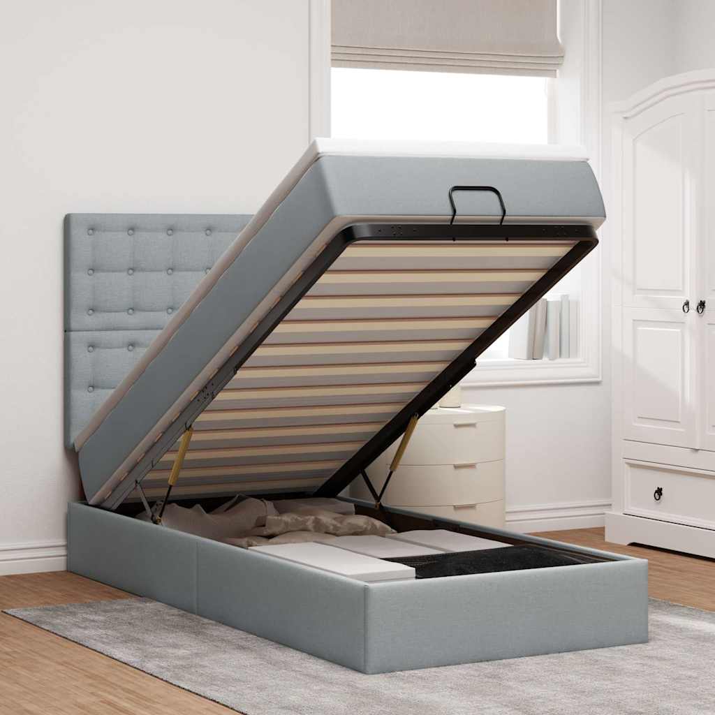 E-shop Multidom Osmanský rám postele s matracom svetlosivá 100x200 cm látka
