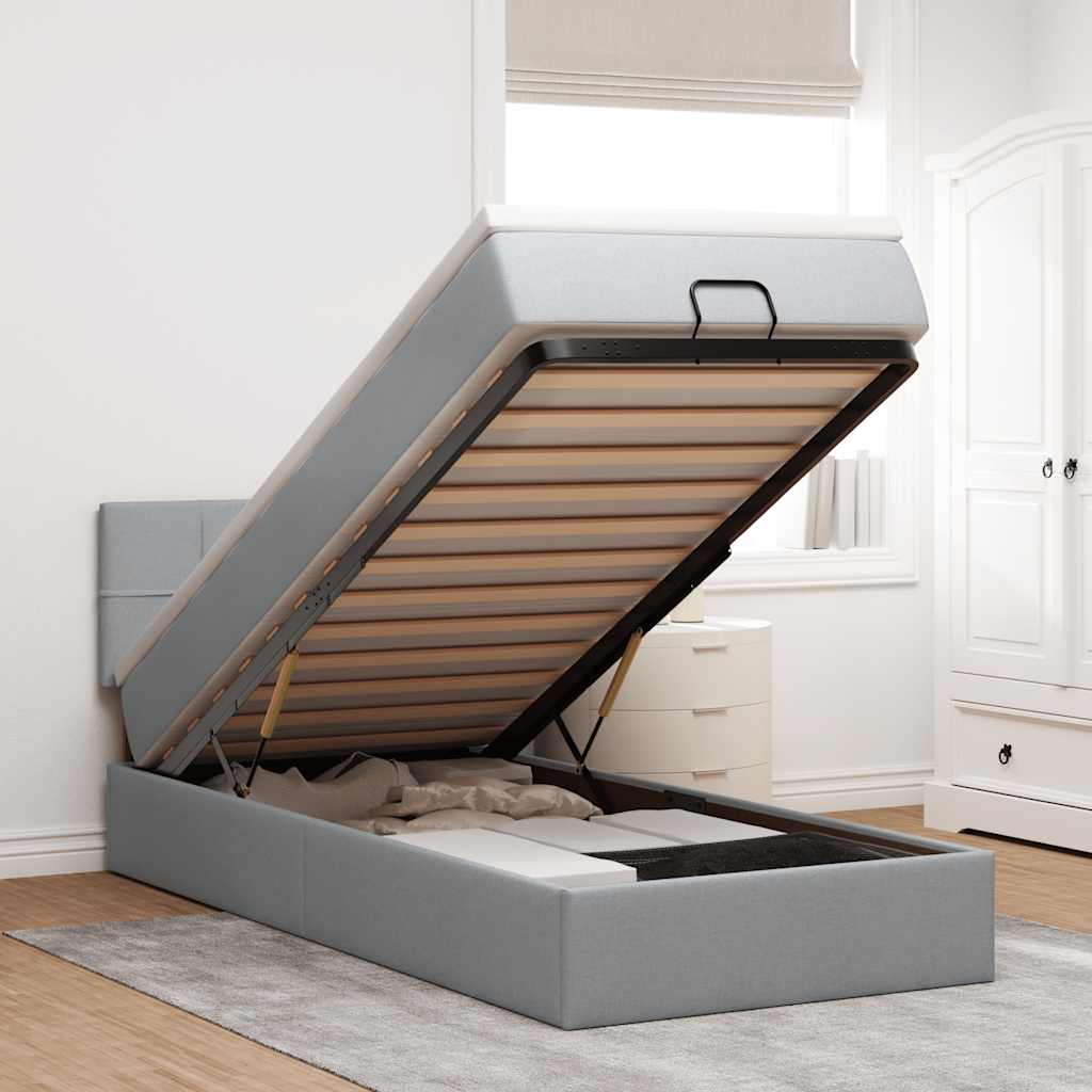 E-shop Multidom Osmanská posteľ s matracom svetlosivá 90x200 cm látka