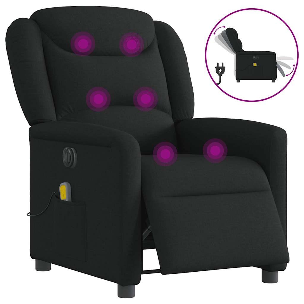 Multidom Elektrické masážne kreslo čierne látka