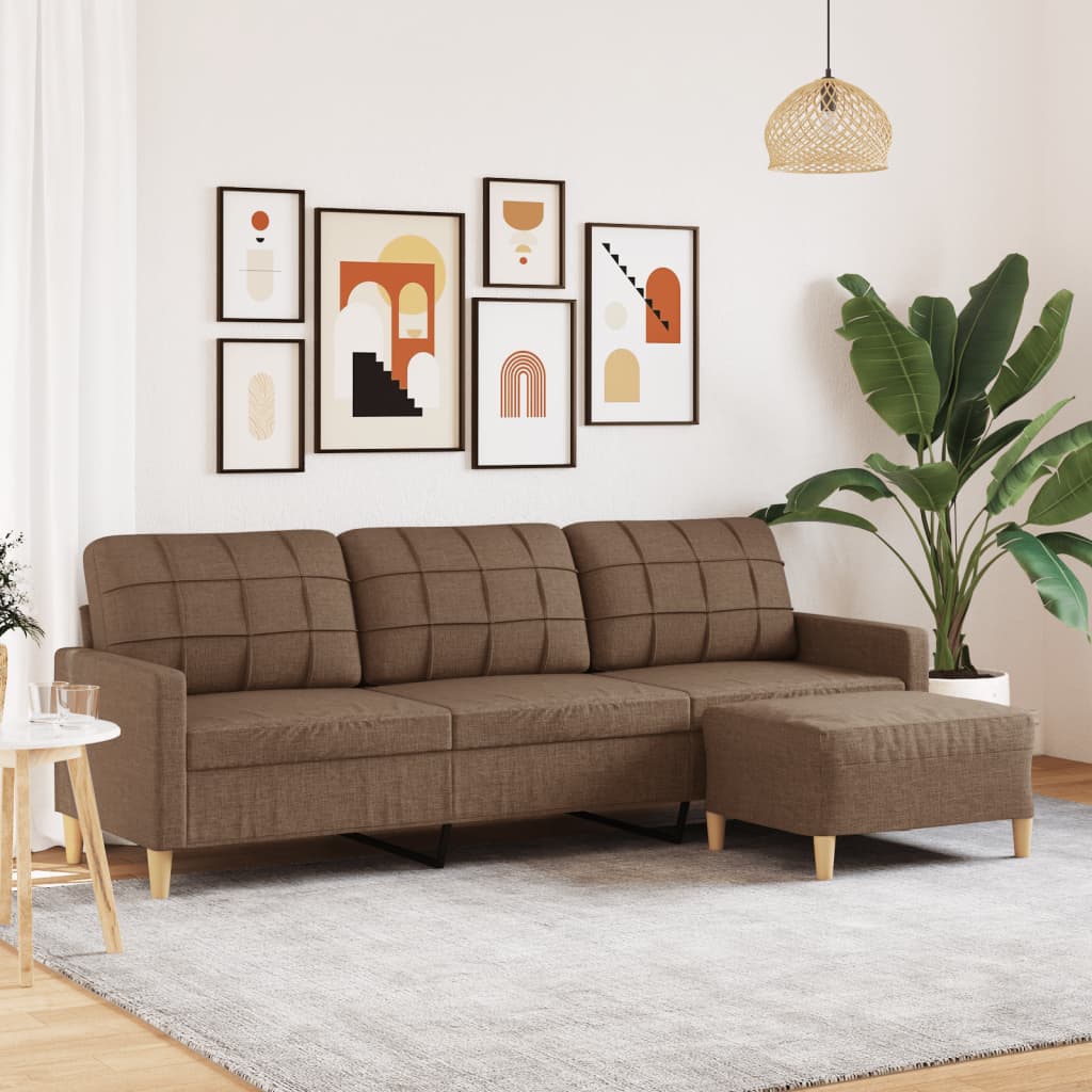 E-shop Multidom 3-miestna pohovka s podnožkou hnedá 210 cm látka