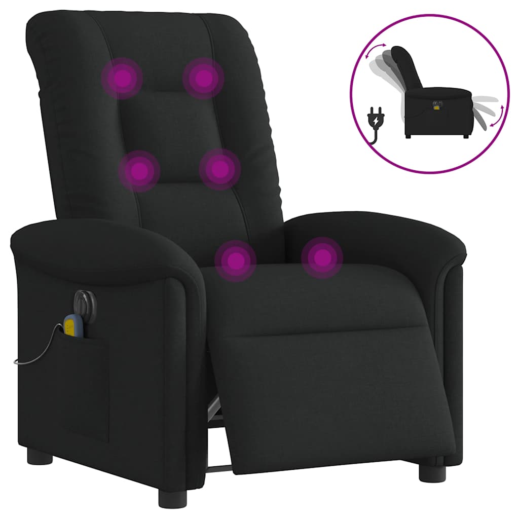 Multidom Elektrické masážne kreslo čierne látka